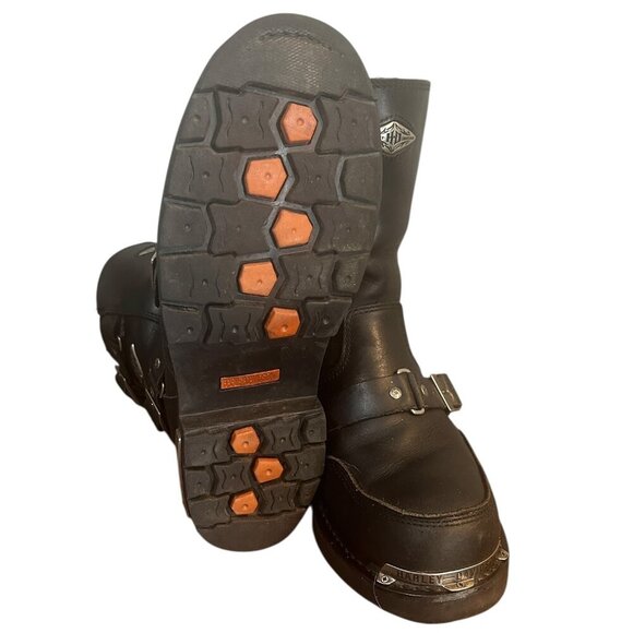 Harley Davidson Rare Fury Trunk Logo Black Leather Biker Boots Sz 10W Goth Punk - Picture 11 of 11